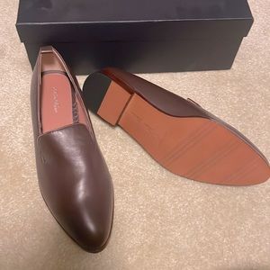 New in Box Brooks Brother chocolate Brown Red Leather Loafers shoes Size 8 women